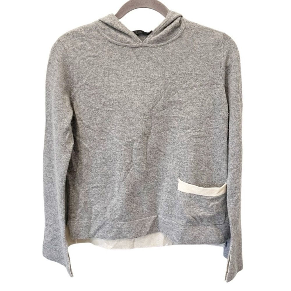 Raffi Sweater Women's XS 100% Cashmere Gray Hooded Bell Sleeve Quiet Luxury